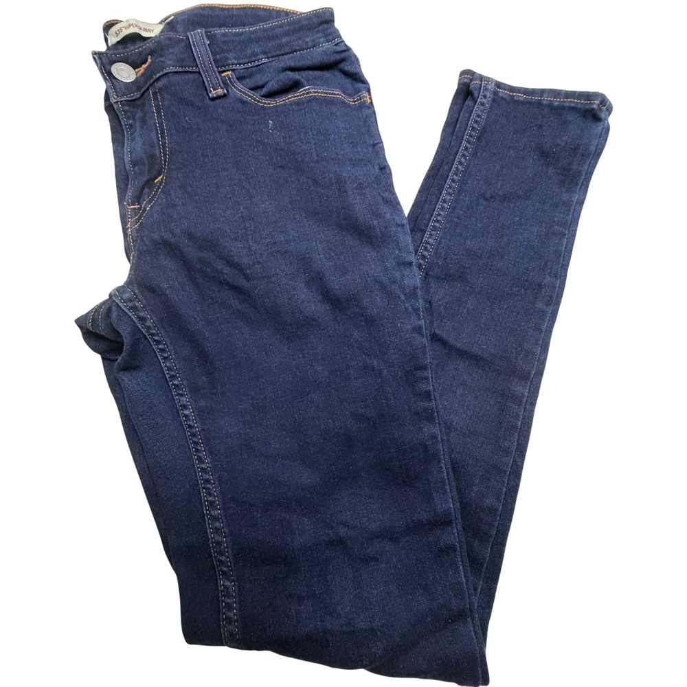 Levis 535 Super Skinny Jeans Indigo Blue Denim Size 29 Mid Rise Stretch